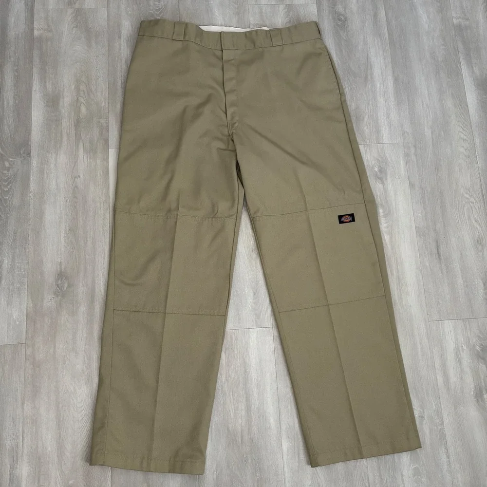 Dickies Mens 40x32 Khaki Loose Fit Double Knee Work Wear Pants Tan Trousers